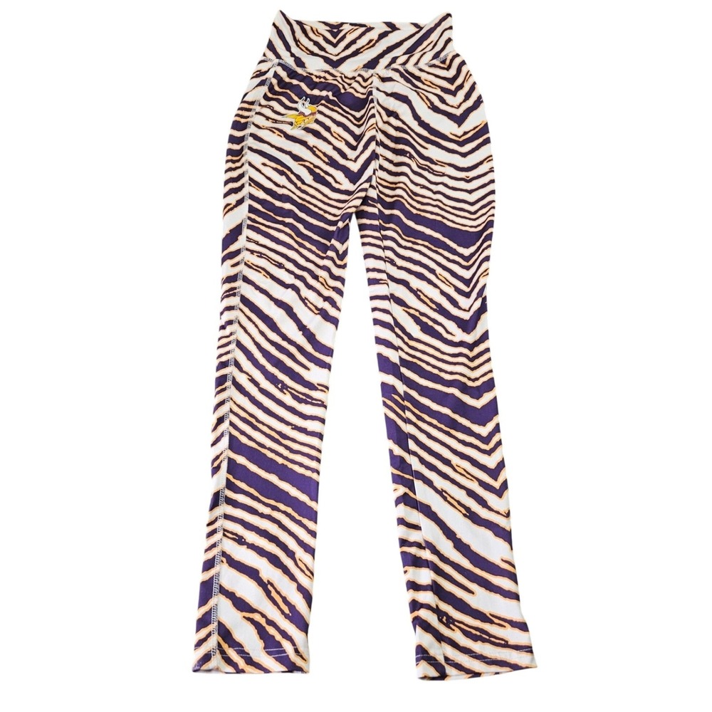 Minnesota Vikings Leggings Womens S Purple Zebra Print NFL Majestic Yoga Pants